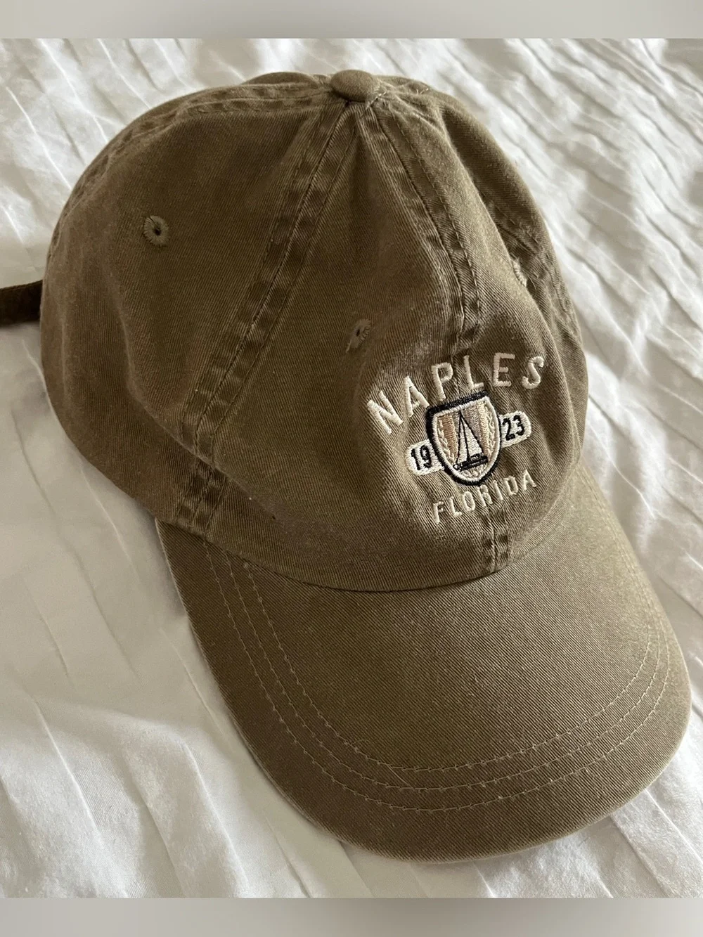 ⛵ Naples FL Tan Classic Baseball Cap | Adjustable Coastal Vacation Hat